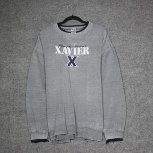 Vintage 90s‎ Mens Xavier Musketeers Gray Crewneck Sweatshirt XL Vesi Flawed